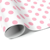 Retro pastel roze witte poka dots patroon cadeaupapier (Rol Hoek)