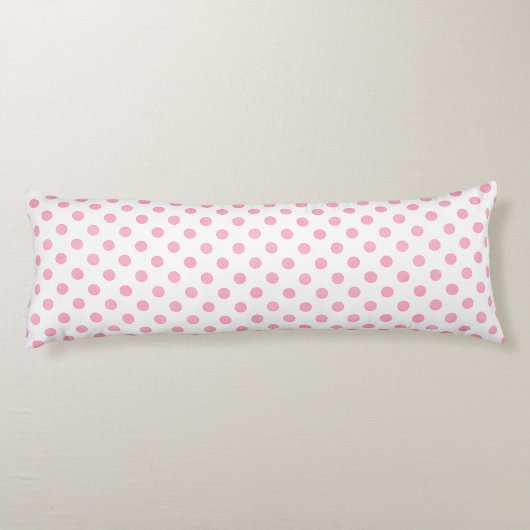 Retro pastel roze witte poka dots patroon lichaamskussen (Achterkant)