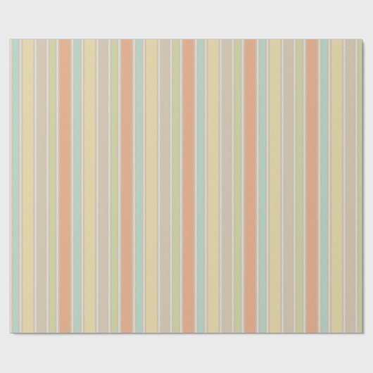  Retro Pastel Sinaasappel Blauwgroen Beige Gestree Cadeaupapier (Vlak)