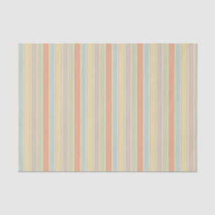 Retro Pastel Sinaasappel Blauwgroen Beige Gestree Tissuepapier