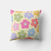 Retro Pastel Smiley Bloem Patroon Worp Kussen (Achterkant)