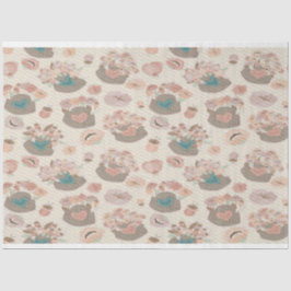 Retro Pastel Spring Flower Basket Tissuepapier