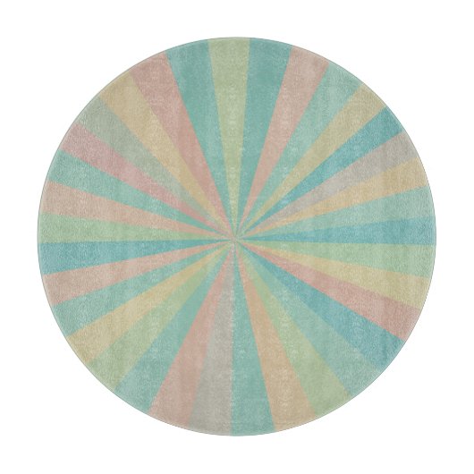 Retro Pastel Starburst Ronde Snijplank (Voorkant)