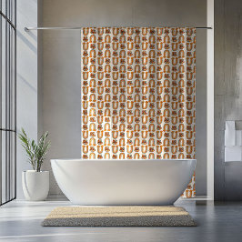 Retro Pastel Stay Groovy Rainbows Copper Curtain Douchegordijn