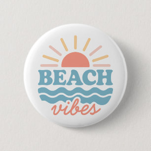 Retro Pastel Strand Sfeer Zomer Vakantie Ronde Button 5,7 Cm