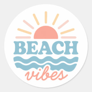 Retro Pastel Strand Sfeer Zomer Vakantie Ronde Sticker