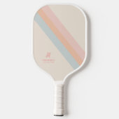 Retro Pastel Strepen Aangepaste Monogram Naam Pickleball Paddle (Achterkant)