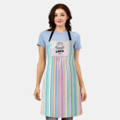 Retro Pastel Strepen Custom Logo Bakkerij Schort (Gedragen)