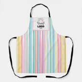 Retro Pastel Strepen Custom Logo Bakkerij Schort (Voorkant)