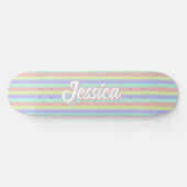 Retro pastel strepen Gepersonaliseerde naam Persoonlijk Skateboard (Horizontaal)