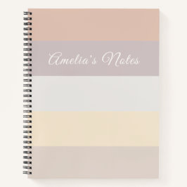 Retro Pastel Strepen Roze Pink Grijs | Met Monogra Notitieboek