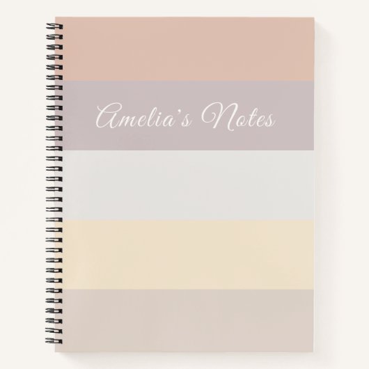 Retro Pastel Stripes Roos Roze grijs | Monogrammen Notitieboek (Voorkant)