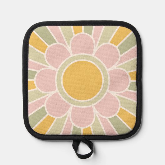 Retro Pastel Sunshine Personalized Kitchen Pannenlap (Voorkant)