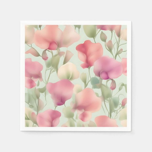 Retro pastel Sweet Pea patroon Servet (Voorkant)