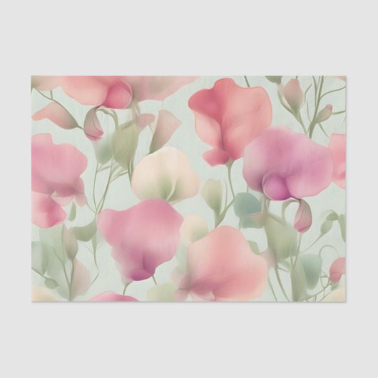 Retro pastel Sweet Pea patroon Tissuepapier (Voorkant)