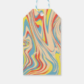 Retro Pastel Swirl Marmer Abstract Monogram Cadeaulabel (Achterkant)