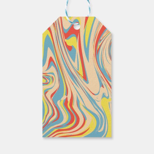 Retro Pastel Swirl Marmer Abstract Monogram Cadeaulabel (Achterkant)