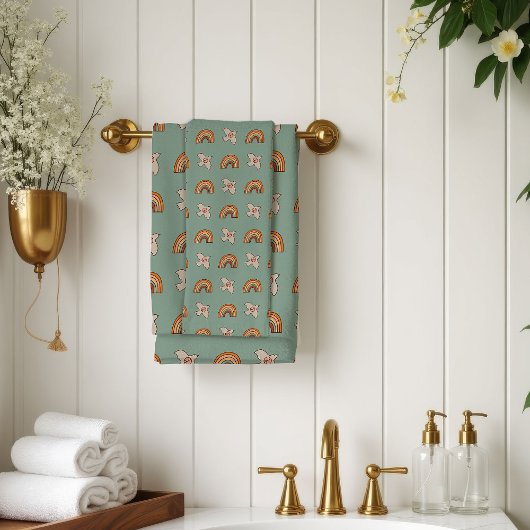 Retro Pastel Towel 70s Groovy Earthy Bath Vibes Bad Handdoek