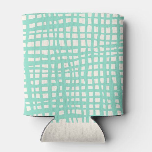 Retro pastel turquoise raster patroon blikjeskoeler (Achterkant)