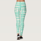 Retro pastel turquoise raster patroon leggings (Achterkant)