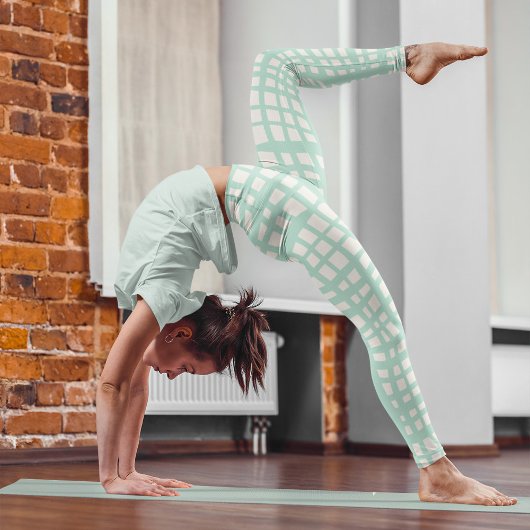 Retro pastel turquoise raster patroon leggings