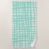 Retro pastel turquoise raster patroon strandlaken (Voorkant)