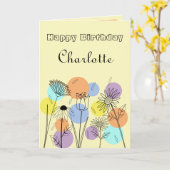 Retro Pastel Verjaardag Kaart (Gele Bloem)