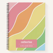 Retro Pastel Waves Gepersonaliseerde Spiraal Notit Notitieboek (Voorkant)