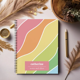 Retro Pastel Waves Gepersonaliseerde Spiraal Notit Notitieboek