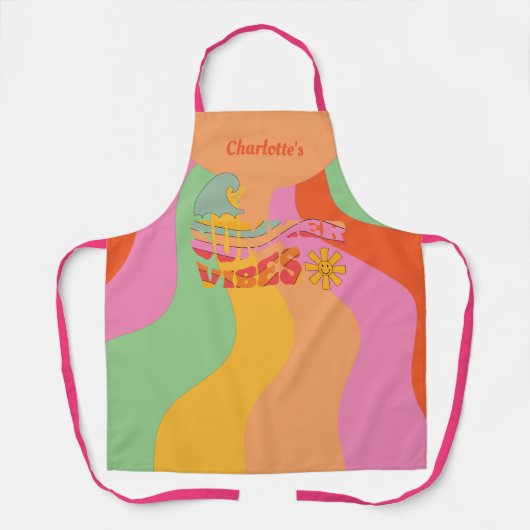 Retro Pastel Waves Summer Vibes with Name Schort (Voorkant)