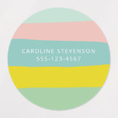 Retro Pastel Wavy Stripe Aangepaste naam Contactge Labels (Design 1)