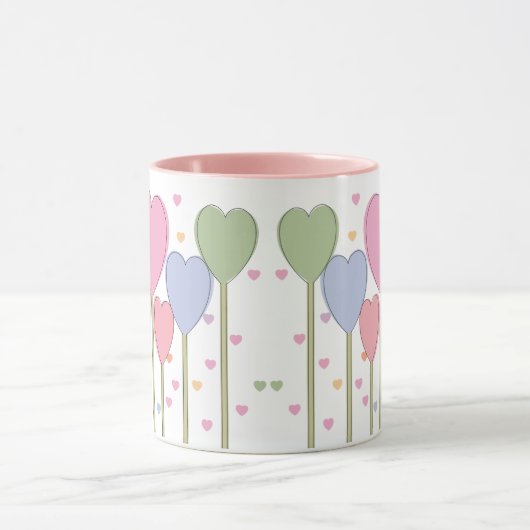 Retro Pastel Whimsical Heart Lollipops Mok (Midden)
