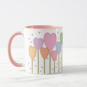 Retro Pastel Whimsical Heart Lollipops Mok