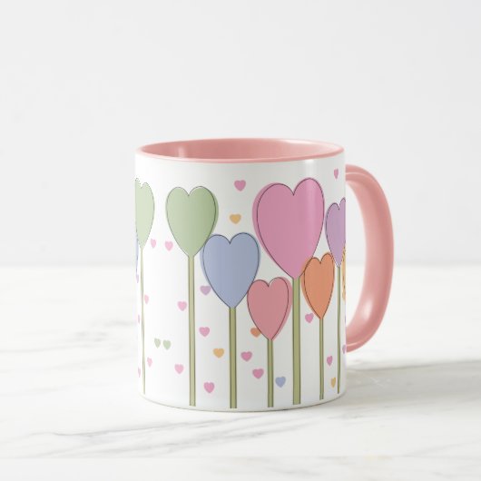 Retro Pastel Whimsical Heart Lollipops Mok (Voorkant rechts)