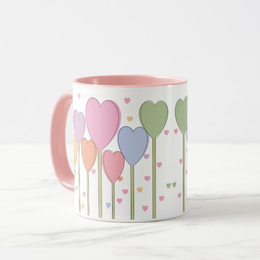 Retro Pastel Whimsical Heart Lollipops Mok (Voorkant links)