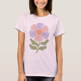 Retro Pastel "Zachte Mama" Groovy Bloem Typography T-shirt