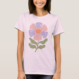 Retro Pastel "Zachte Mama" Groovy Bloem Typography T-shirt