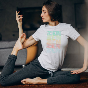 retro pastel ZEN Kleurrijke gradiënt Yoga T-shirt
