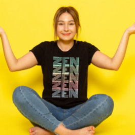 retro pastel ZEN Kleurrijke gradiënt Yoga zwart T-shirt
