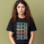 retro pastel ZEN Kleurrijke gradiënt Yoga zwart T-shirt
