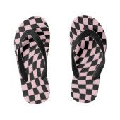 Retro Pastel zwart roze cheques gekookt checkboard Kinder Teenslippers (Voetbed)