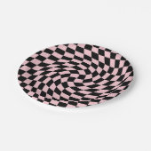 Retro Pastel zwart roze cheques gekookt checkboard Papieren Bordje (Gekanteld)