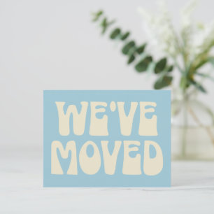 Retro Pastelblauw Minimalist Verhuisd Nieuw Adres Briefkaart