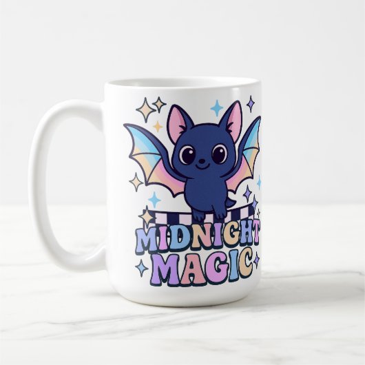 Retro Pastelcore Cute Halloween Bat & Checkerboard Koffiemok (Links)