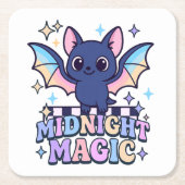 Retro Pastelcore Schattigee Halloween Bat & Checke Kartonnen Onderzetters (Voorkant)