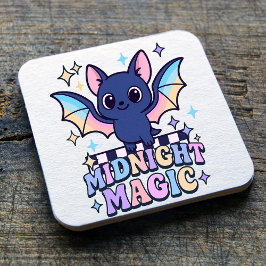 Retro Pastelcore Schattigee Halloween Bat & Checke Kartonnen Onderzetters