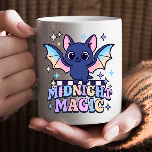 Retro Pastelcore Schattigee Halloween Bat & Checke Koffiemok