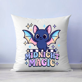 Retro Pastelcore Schattigee Halloween Bat & Checke Kussen