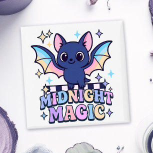 Retro Pastelcore Schattigee Halloween Bat & Checke Magneet