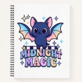 Retro Pastelcore Schattigee Halloween Bat & Checke Notitieboek (Voorkant)